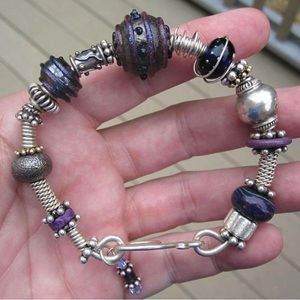 One of a kind Artisan handmade lampwork and sterling silver bracelet
